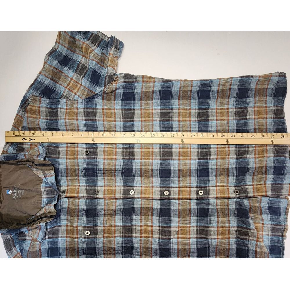 Kuhl Mens‎ Size XL Short Sleeve Plaid Linen/Cotton Button Up Camp Shirt - Picture 11 of 12